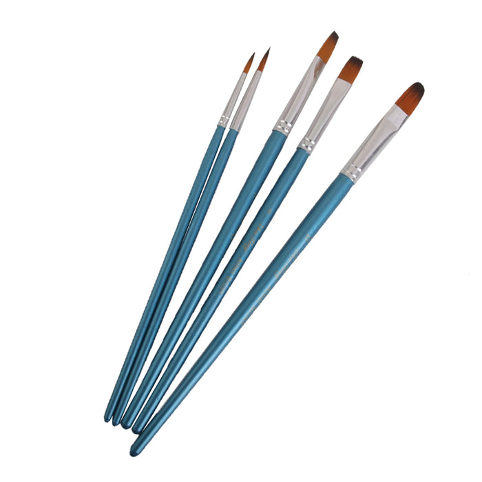 5pcs Assorted Size Artist Painting Brushes Set- Blue