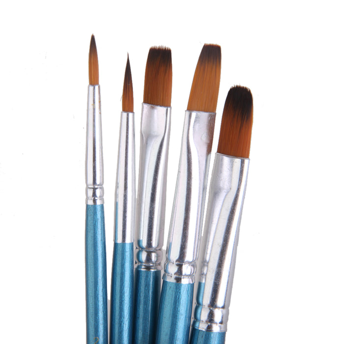 5pcs Assorted Size Artist Painting Brushes Set- Blue