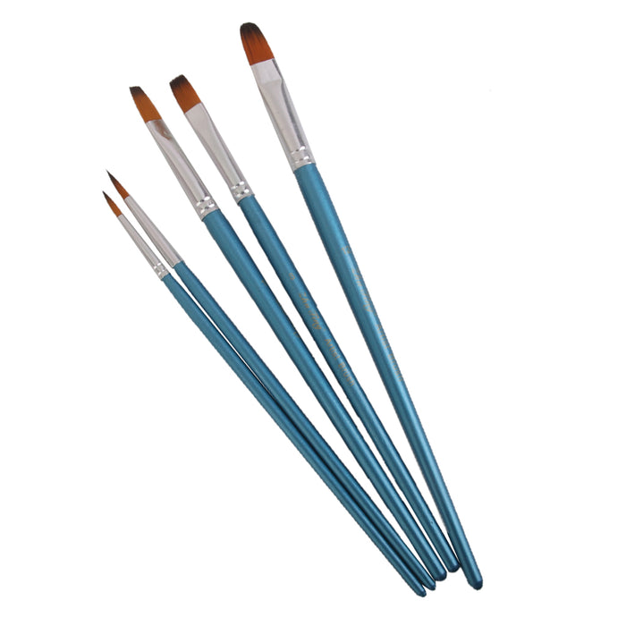 5pcs Assorted Size Artist Painting Brushes Set- Blue