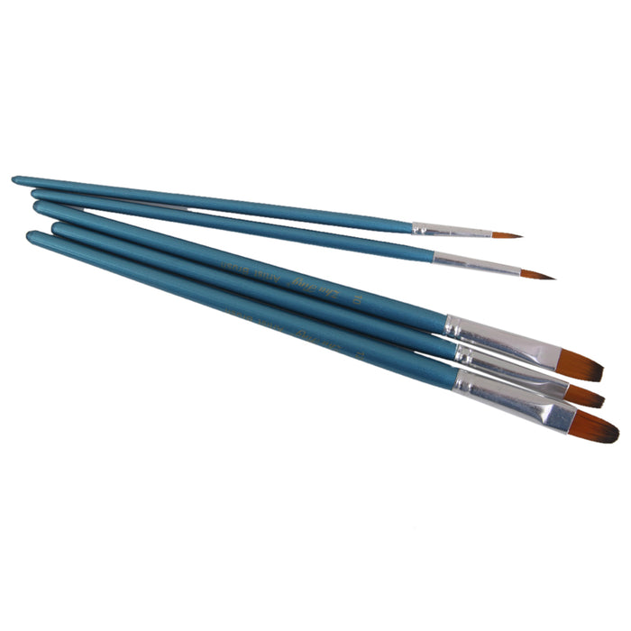 5pcs Assorted Size Artist Painting Brushes Set- Blue