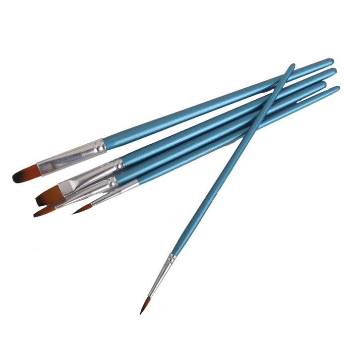 5pcs Assorted Size Artist Painting Brushes Set- Blue