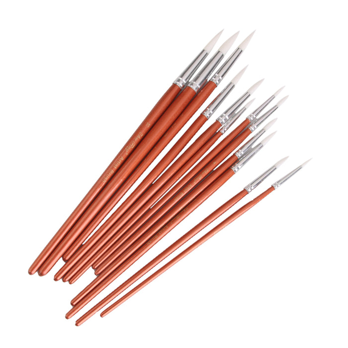 12pcs Assorted Size Artist Painting Round Brushes Set- Orange