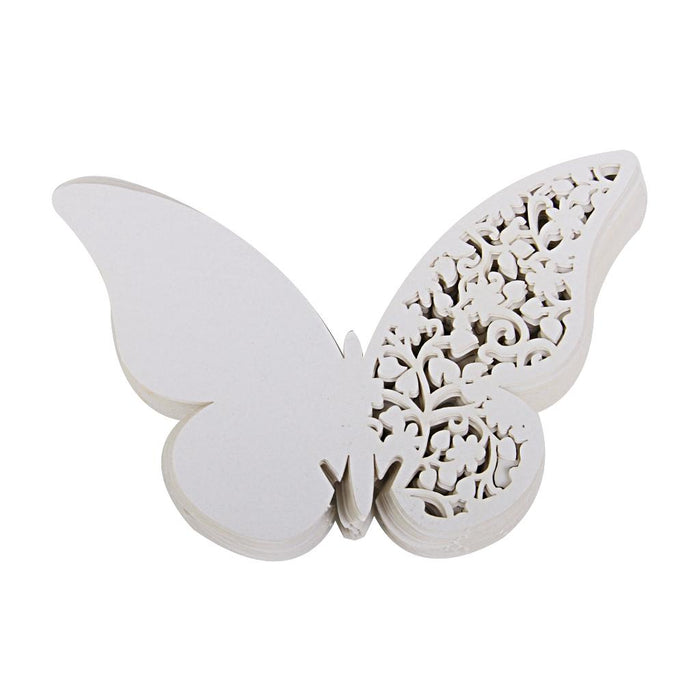 Crofta Butterfly Glass Place Cards Wedding Party Table Decor 50pcs White