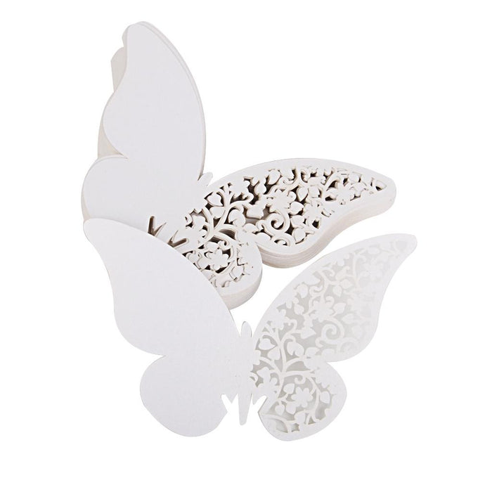 Crofta Butterfly Glass Place Cards Wedding Party Table Decor 50pcs White