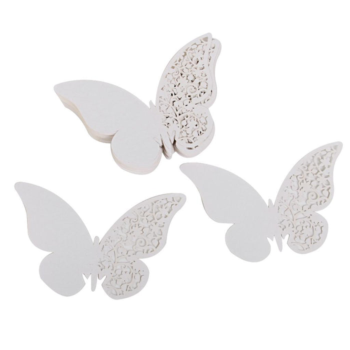 Crofta Butterfly Glass Place Cards Wedding Party Table Decor 50pcs White