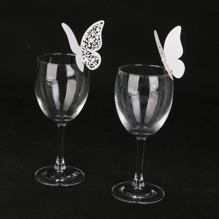 Crofta Butterfly Glass Place Cards Wedding Party Table Decor 50pcs White