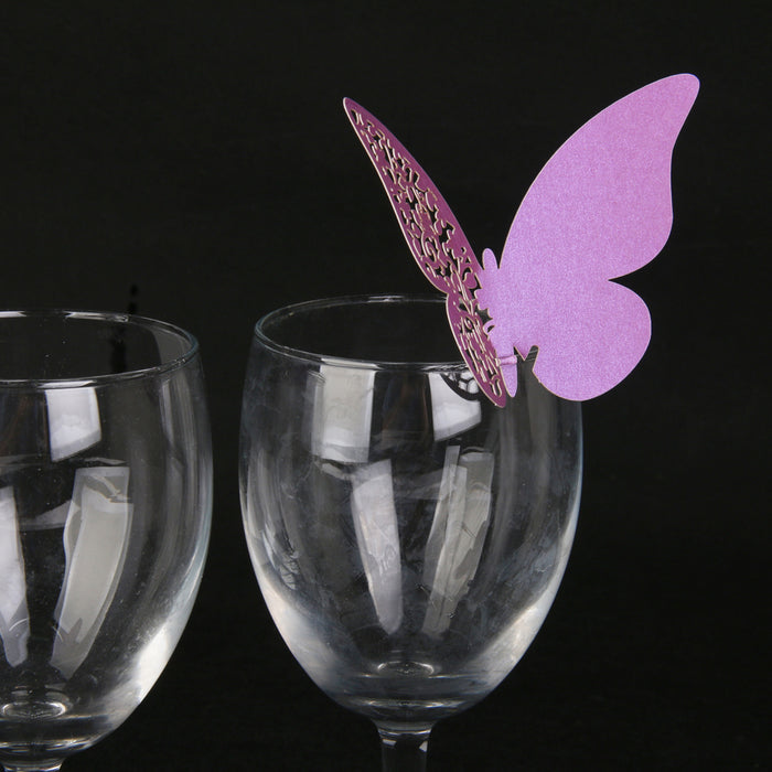 Crofta Butterfly Glass Place Cards Wedding Party Table Decor 50pcs Purple