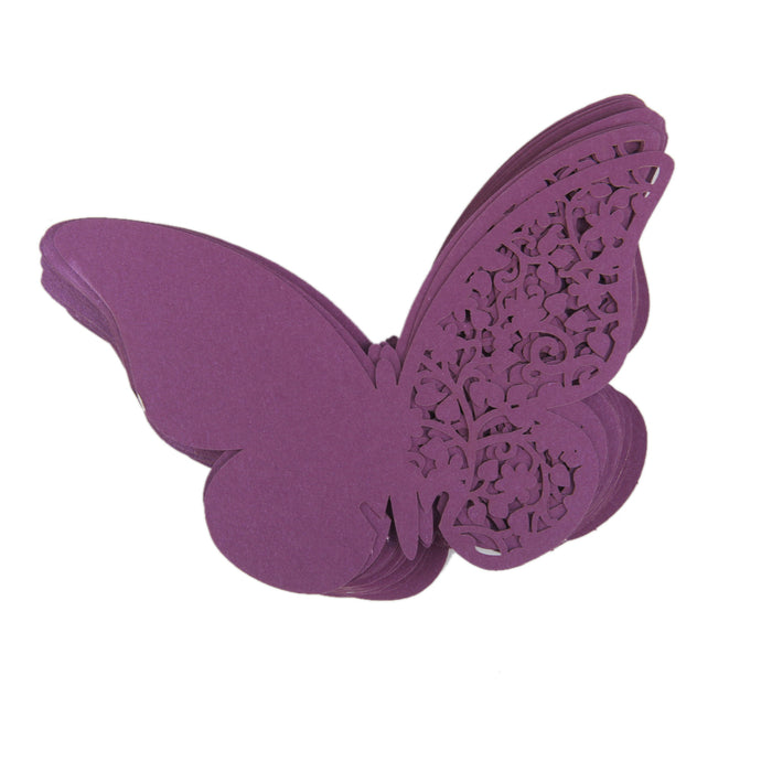 Crofta Butterfly Glass Place Cards Wedding Party Table Decor 50pcs Purple