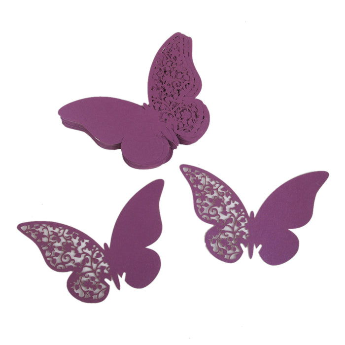 Crofta Butterfly Glass Place Cards Wedding Party Table Decor 50pcs Purple