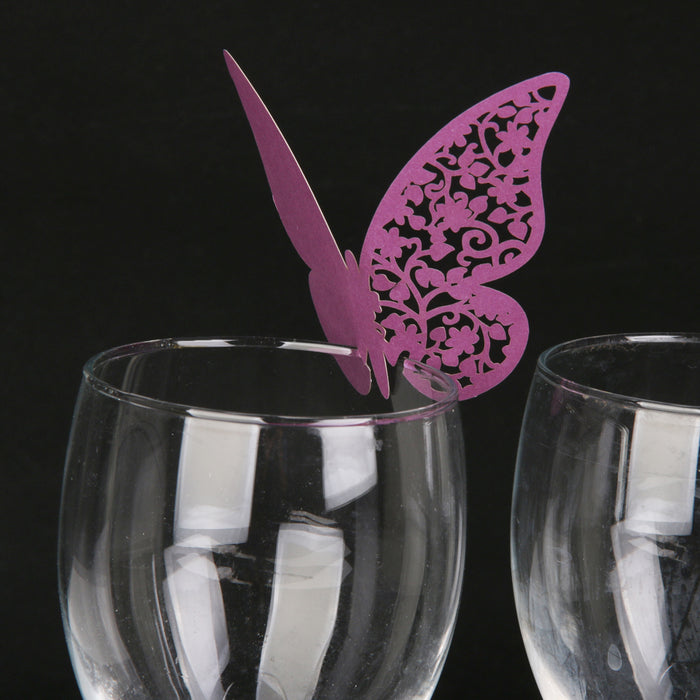 Crofta Butterfly Glass Place Cards Wedding Party Table Decor 50pcs Purple