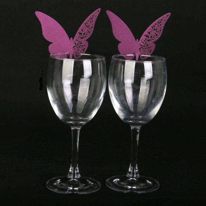 Crofta Butterfly Glass Place Cards Wedding Party Table Decor 50pcs Purple