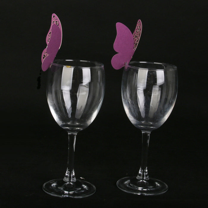 Crofta Butterfly Glass Place Cards Wedding Party Table Decor 50pcs Purple