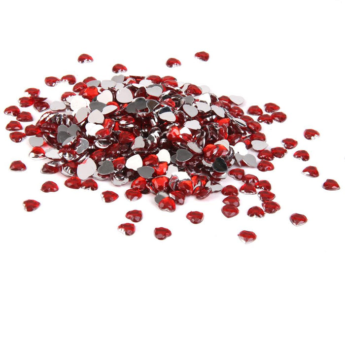 Crofta 800 Pieces Acrylic Flat Back Rhinestones Gems Heart Crystal Embellishment 8mm Red