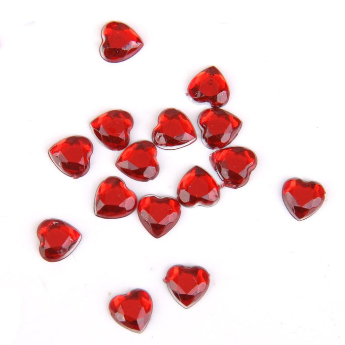 Crofta 800 Pieces Acrylic Flat Back Rhinestones Gems Heart Crystal Embellishment 8mm Red