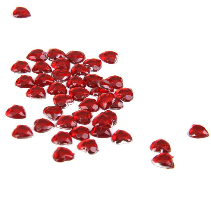 Crofta 800 Pieces Acrylic Flat Back Rhinestones Gems Heart Crystal Embellishment 8mm Red