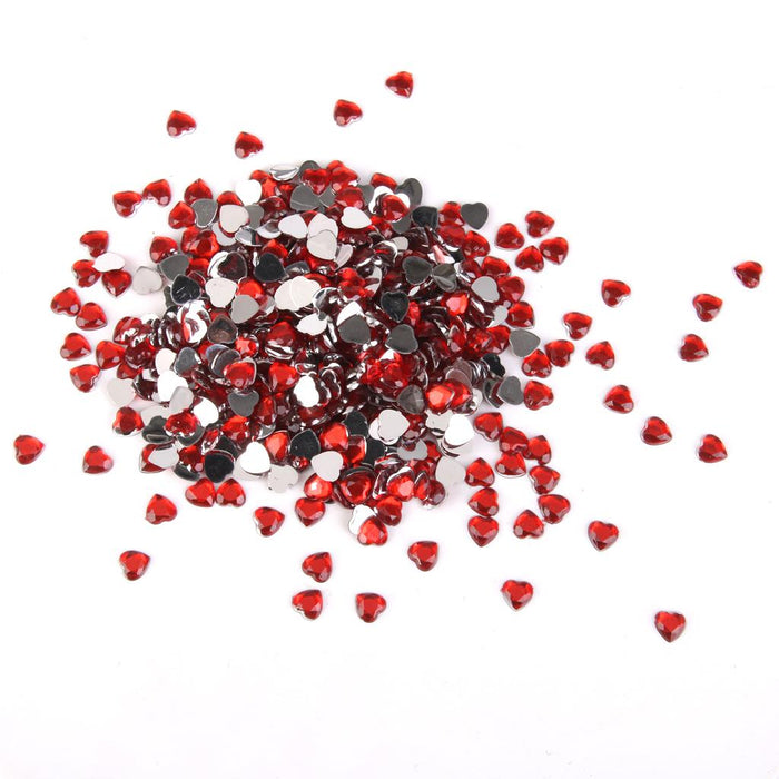 Crofta 800 Pieces Acrylic Flat Back Rhinestones Gems Heart Crystal Embellishment 8mm Red