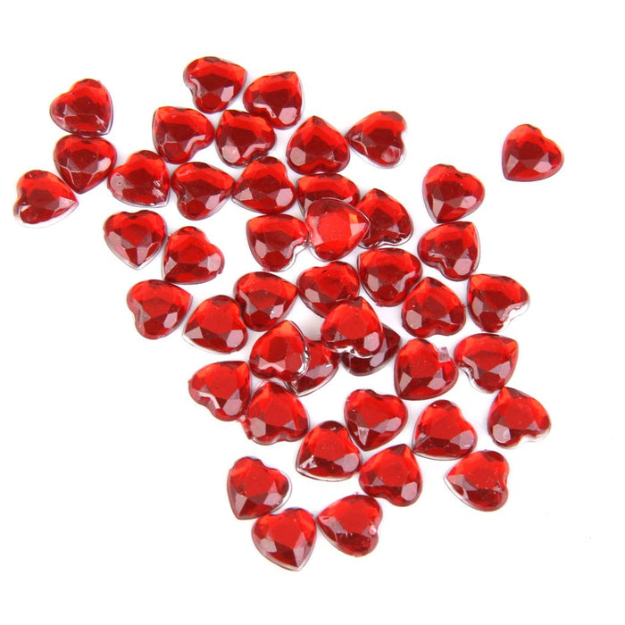 Crofta 800 Pieces Acrylic Flat Back Rhinestones Gems Heart Crystal Embellishment 8mm Red