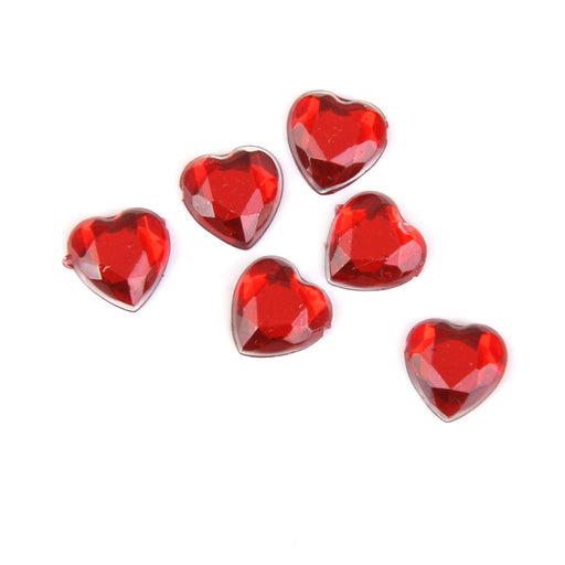 Crofta 800 Pieces Acrylic Flat Back Rhinestones Gems Heart Crystal Embellishment 8mm Red