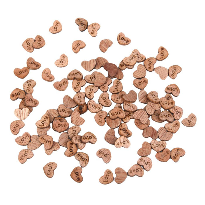 Crofta 100pcs Nature Wood Wooden Hearts Scrapbooking Embellishments Crafts 12x2mm