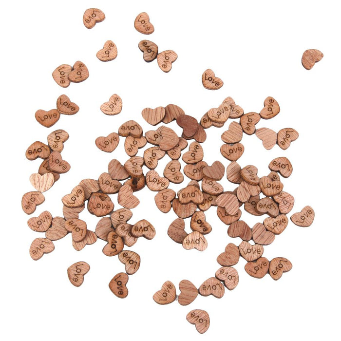 Crofta 100pcs Nature Wood Wooden Hearts Scrapbooking Embellishments Crafts 12x2mm