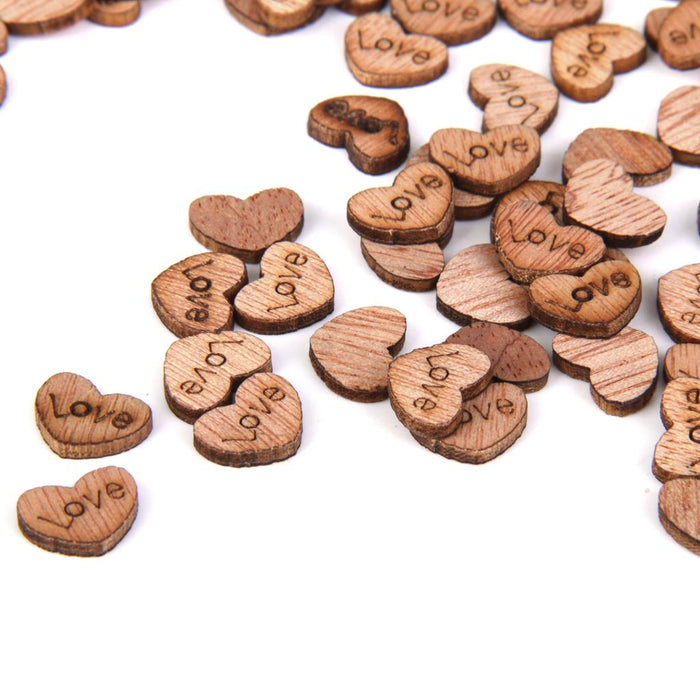 Crofta 100pcs Nature Wood Wooden Hearts Scrapbooking Embellishments Crafts 12x2mm