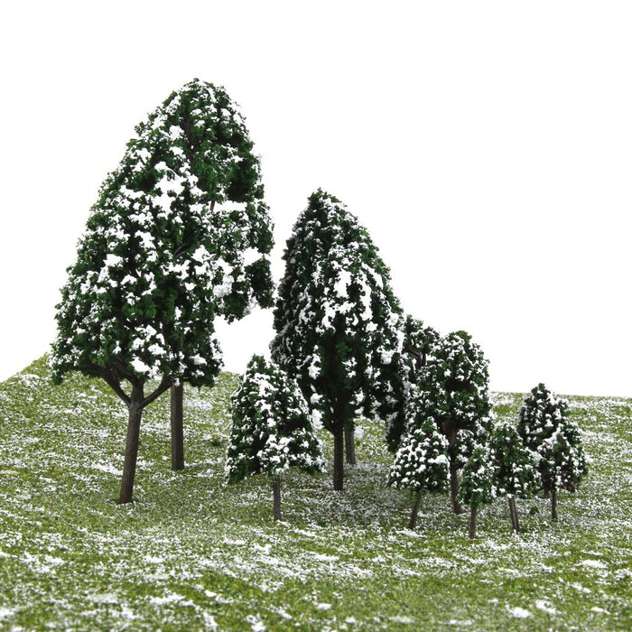 Crofta 12pcs Dark Green Poplar Trees Model Train Snow Scenery 2.5-16 cm 1:500-1:50