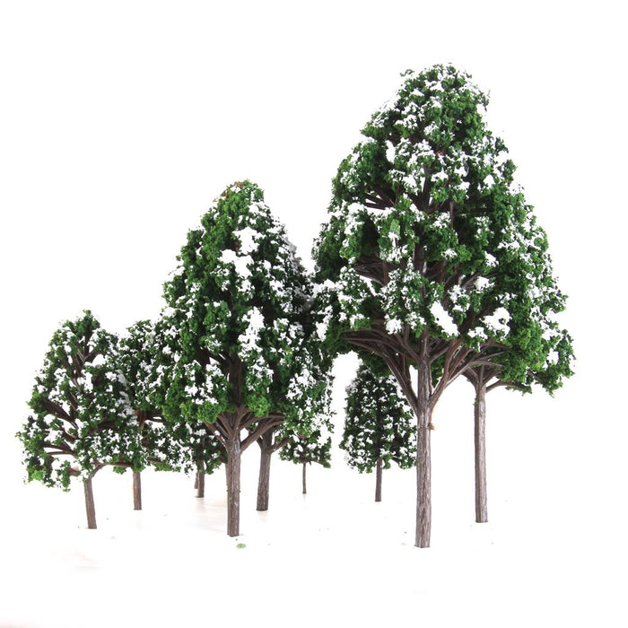 Crofta 12pcs Dark Green Poplar Trees Model Train Snow Scenery 2.5-16 cm 1:500-1:50