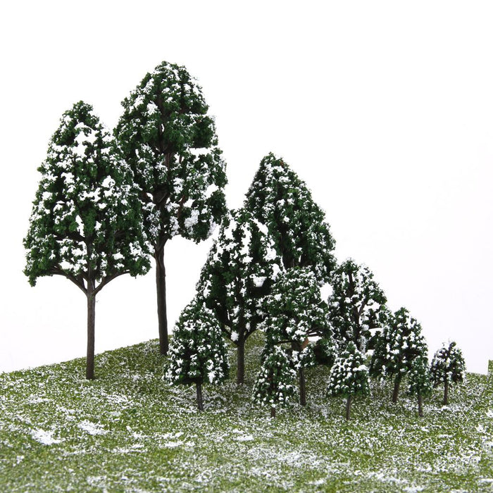 Crofta 12pcs Dark Green Poplar Trees Model Train Snow Scenery 2.5-16 cm 1:500-1:50