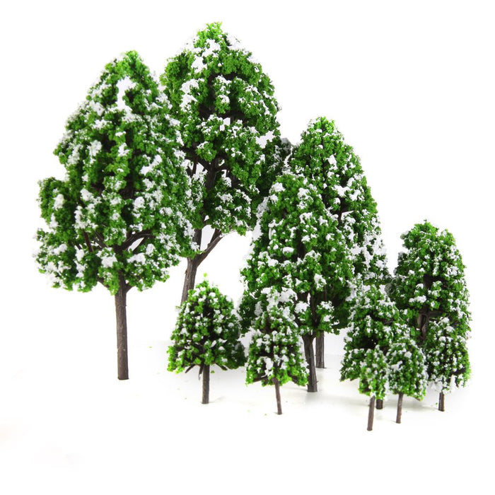 Crofta 12pcs Light Green Poplar Trees Model Train Snow Scenery 2.5-16 cm 1:500-1:50