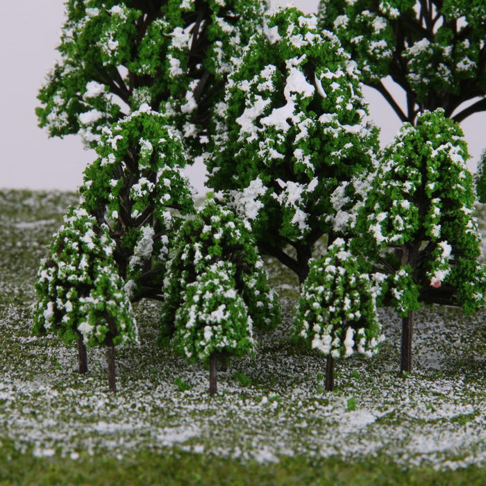 Crofta 12pcs Light Green Poplar Trees Model Train Snow Scenery 2.5-16 cm 1:500-1:50