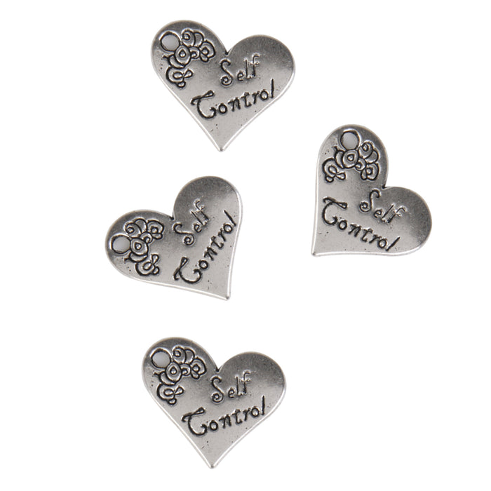 Crofta 16x Antique Silver Single Face Letter Carved Heart Pendant Charms 21 x 17mm