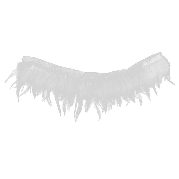 Crofta 1 Yard Rooster Feather Fringe Trim for Sewing Costume Crafts White