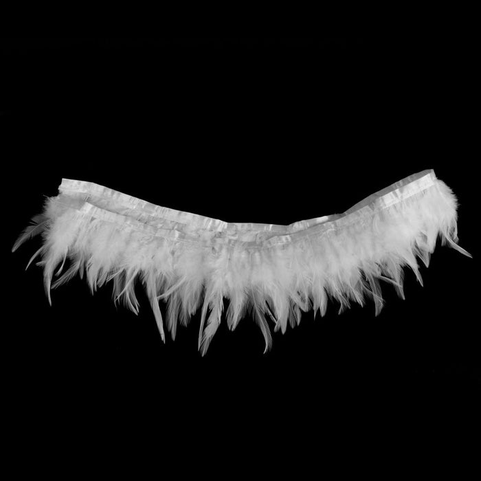 Crofta 1 Yard Rooster Feather Fringe Trim for Sewing Costume Crafts White