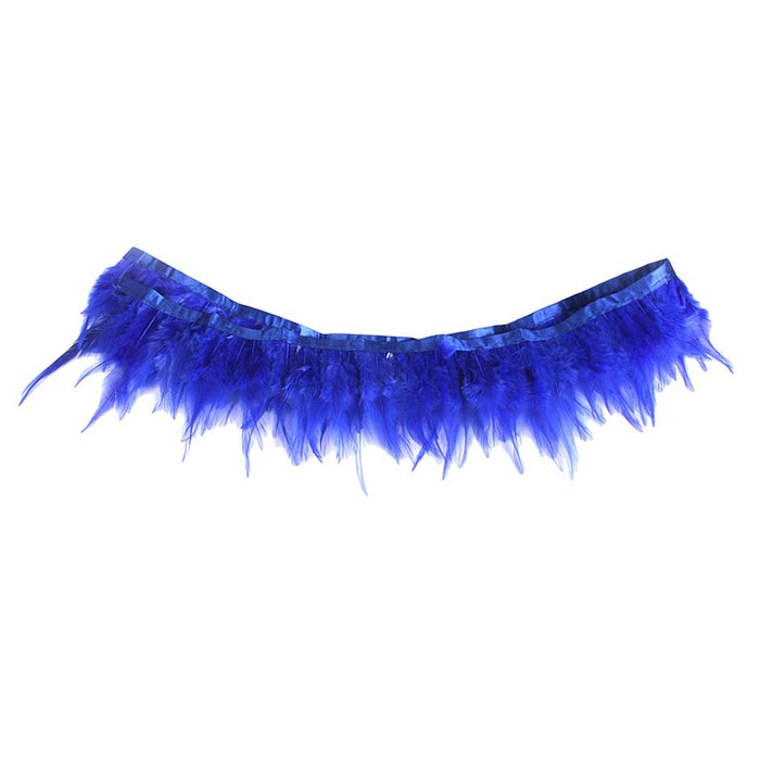 Crofta 1 Yard Rooster Feather Fringe Trim for Sewing Costume Crafts Sapphire Blue