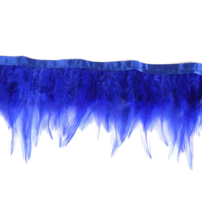 Crofta 1 Yard Rooster Feather Fringe Trim for Sewing Costume Crafts Sapphire Blue