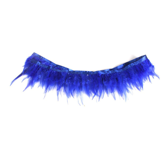 Crofta 1 Yard Rooster Feather Fringe Trim for Sewing Costume Crafts Sapphire Blue