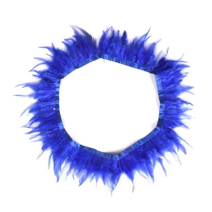 Crofta 1 Yard Rooster Feather Fringe Trim for Sewing Costume Crafts Sapphire Blue