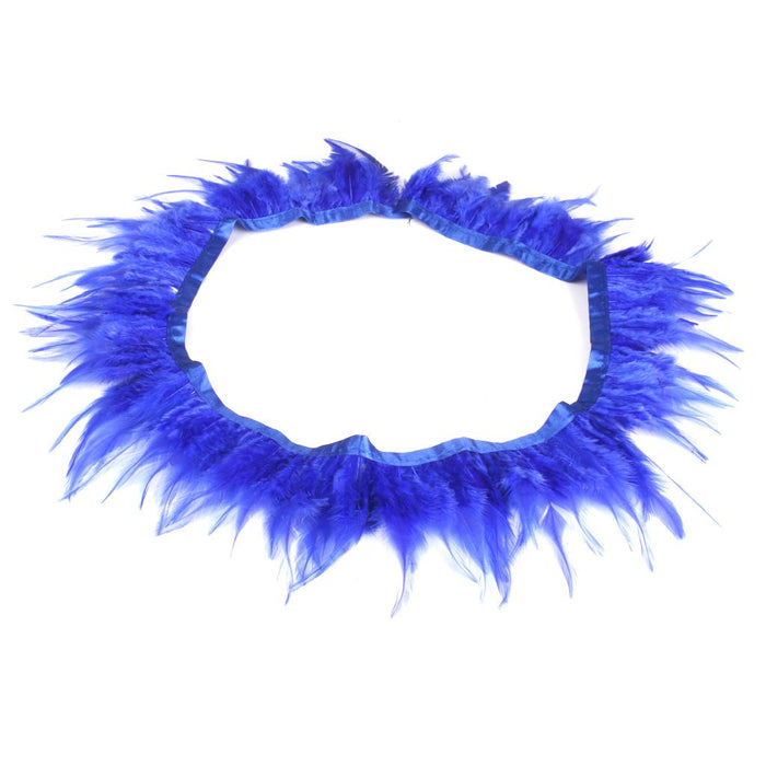 Crofta 1 Yard Rooster Feather Fringe Trim for Sewing Costume Crafts Sapphire Blue