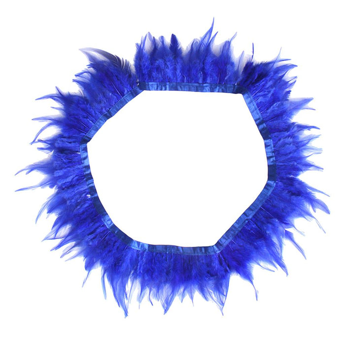 Crofta 1 Yard Rooster Feather Fringe Trim for Sewing Costume Crafts Sapphire Blue