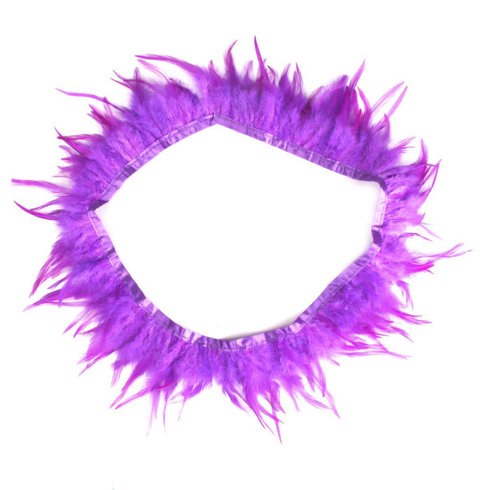 Crofta 1 Yard Rooster Feather Fringe Trim for Sewing Costume Crafts Purple