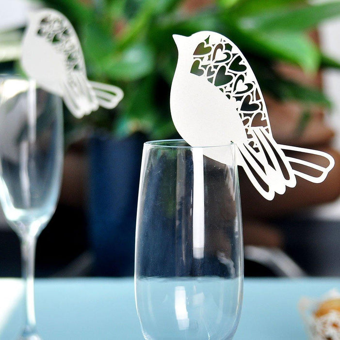 Crofta 50pcs Bird Wine Glass Escort Place Card Wedding Party Table Decoration Favor