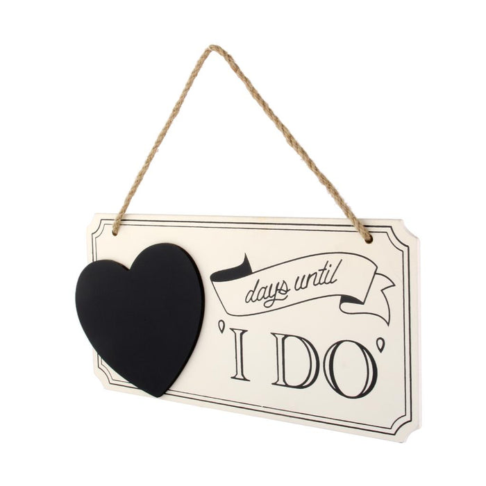 "days until I DO" Wooden Chalkboard Sign Vintage Wedding Countdown Sign