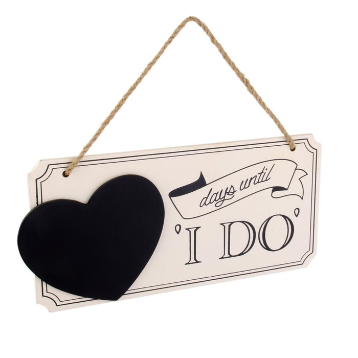 "days until I DO" Wooden Chalkboard Sign Vintage Wedding Countdown Sign