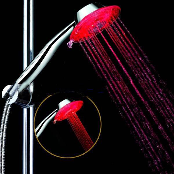 Crofta Three-Colored Temperature Sensor Multiple Spray Pattern LED Shower Spray Head