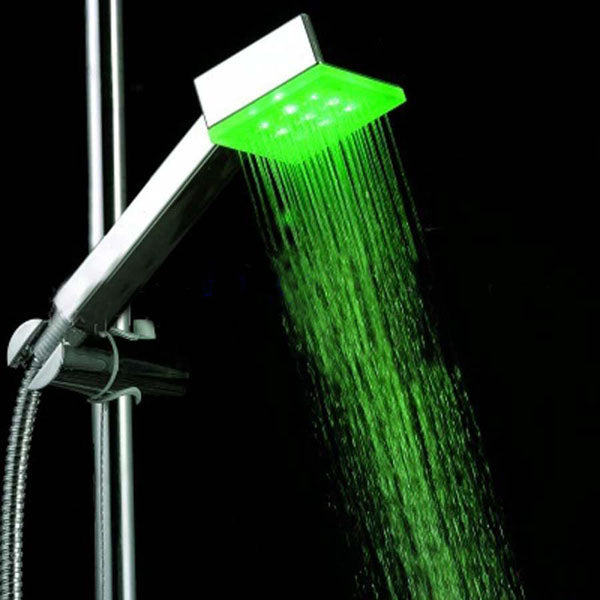 Crofta Three-Colored Temperature Sensor Square LED Shower Spray Head