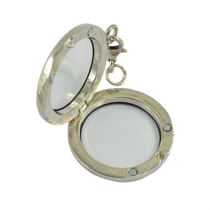 2PCS 30mm Silver Round Magnetic Glass floating Alloy Locket Charms