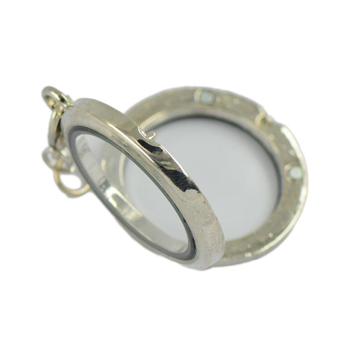 2PCS 30mm Silver Round Magnetic Glass floating Alloy Locket Charms