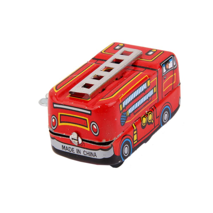 Wind Up Fire Truck Model Clockwork Kids Play Metal Toys Collectible