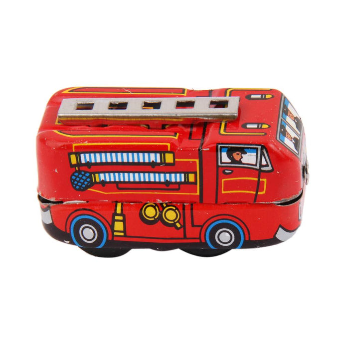 Wind Up Fire Truck Model Clockwork Kids Play Metal Toys Collectible