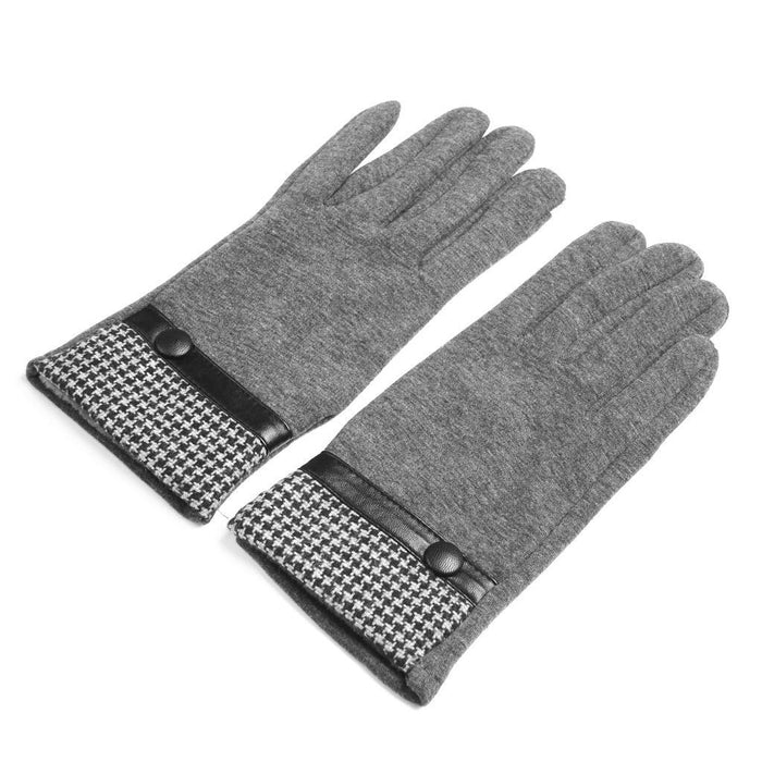 Winter Warm Mens Touch Screen Telefingers Gloves Grey w Swallow Gird Print